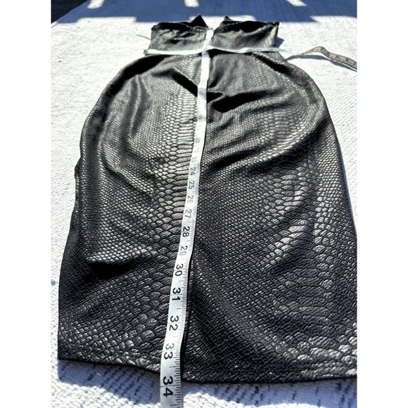 Angl Womens Medium Black Dress Shiny Snake Print Strapless Sweetheart Cocktail - Picture 6 of 7